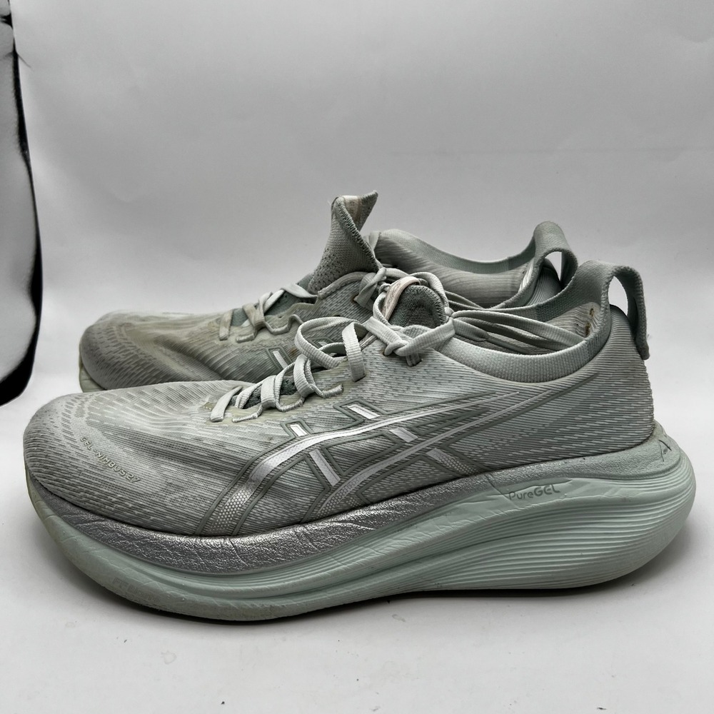 Asics Gel-Nimbus 27 Womens Running Shoes Sage Green Mint Size 9.5 Walking lace